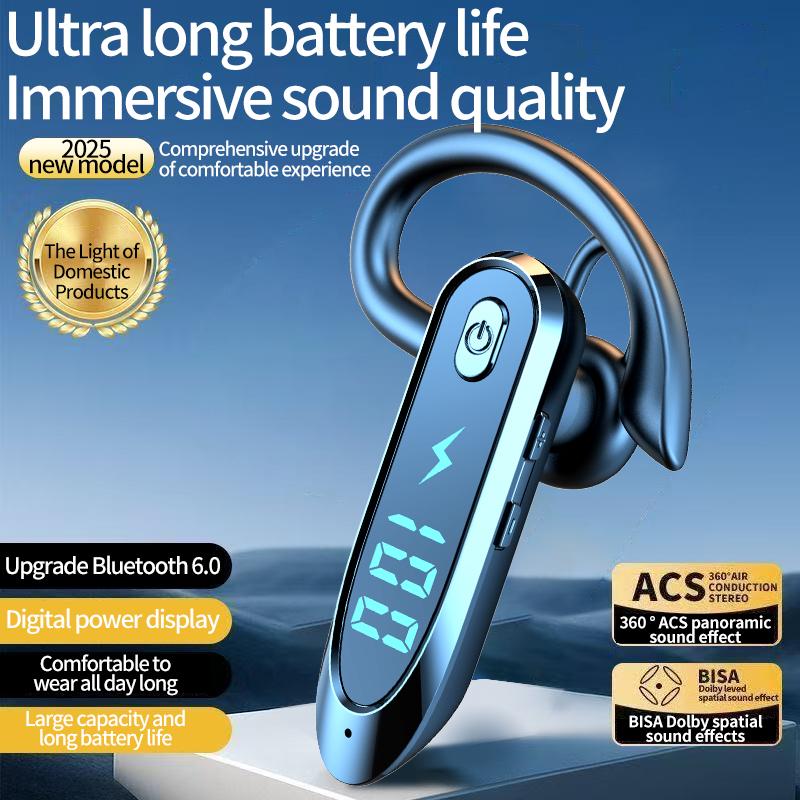 Bluetooth 6.0 Business Wireless Headphone Ear Hook Earphone 270° Rotation LED Display HIFI Stereo Noise Reduction Headset Sport Game Earbud
