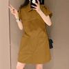 Summer New European and American Simple Tooling Straight Shirt Skirt Design Dress