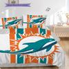 Miami Dolphins Pattern Bedding Quilt Set Quilt Cover Pillowcase Home Decoration Birthday Gift (1 * duvet cover + 2 * pillowcase, without core)