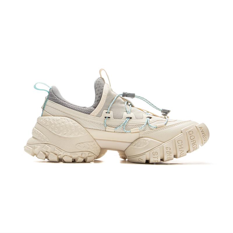 new LiNing CF Tracing, Forest Environment Low Top Hiking Shoes Women's Beige Gray