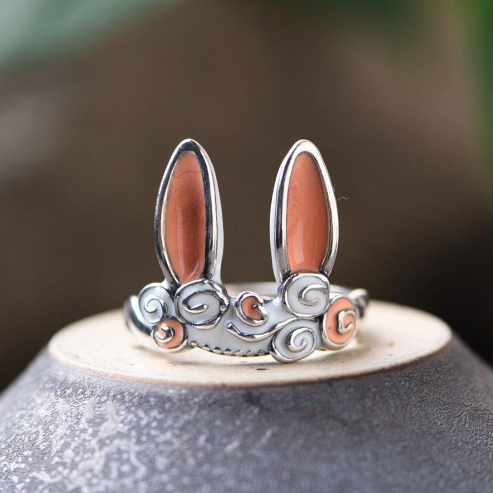 Cute Bunny Ears Girl Gifts Kids Rabbit Ring Women Opening Rings Adjustable Ring Korean Style Rings