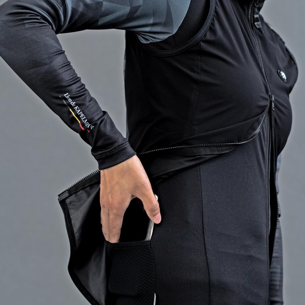 Lion de Capelmuur Cycling Vest, Stretch Wind Vest, Windproof and Water-Repellent, Black, Size L