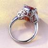 2023 Women's S925 Silver High Carbon Diamond Square Pigeon Blood Red Ring - Simple & Versatile Fashion Accessory