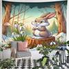 Cute Bunny in a Snowy Forest Scene Pattern Wall Hanging Tapestry Decorative Tapestry Home Decor for Bedroom and Living Room