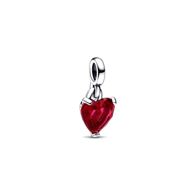 Pandora Me Broken Heart Mini 3D Personality Creative DIY Fashion Versatile 925 Silver Artificial Crystal Jewelry Accessories 792524C01 Red