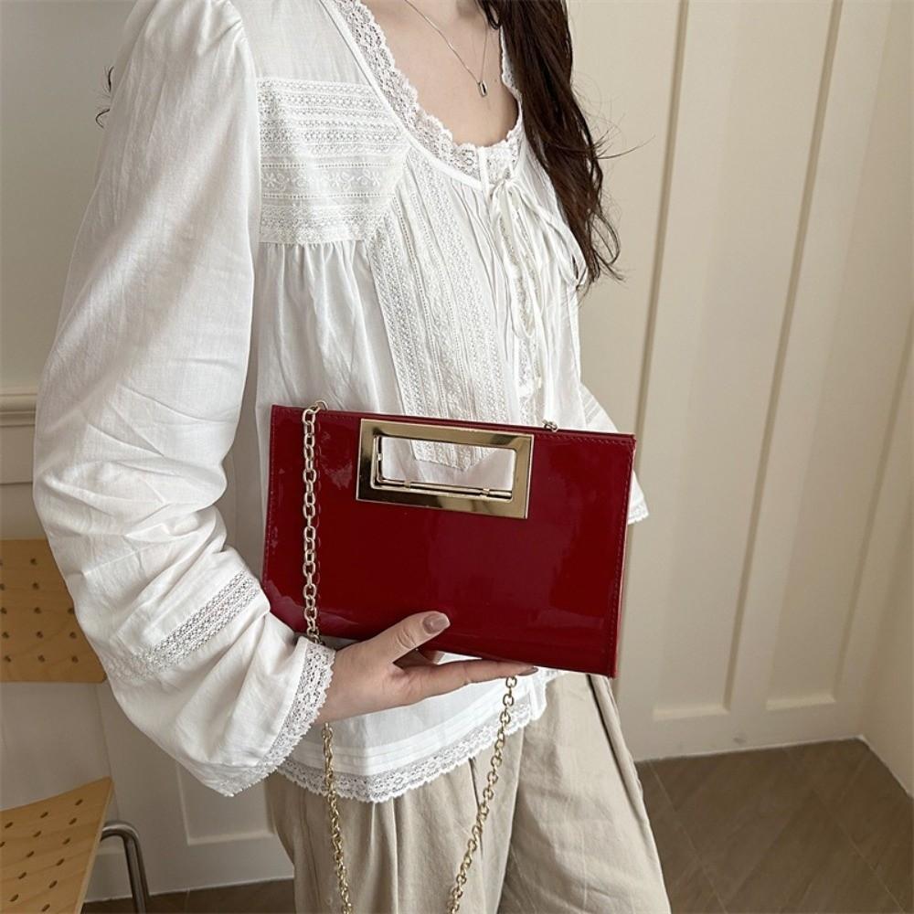 Metallic PU Leather Crossbody Bags Elegant Chain Shoulder Bag Gift Women Evening Clutch Bag Daily