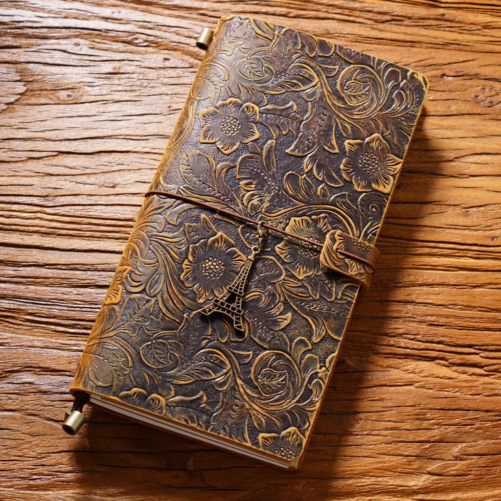 2026 Retro Carved Cowhide Travel Notepad Handmade Notebook Stationery Handbook Creative Diary