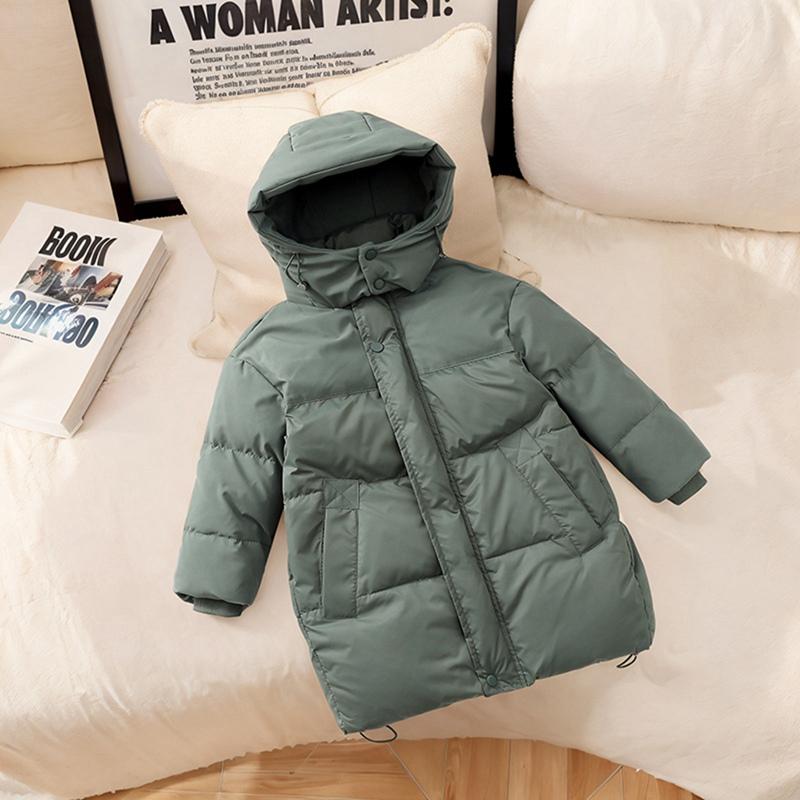 5-14 Years Kids Winter Hooded Mid-Length Coat