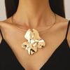 Retro Geometric Pleated Choker & Earring Set with Metal Flower Necklace