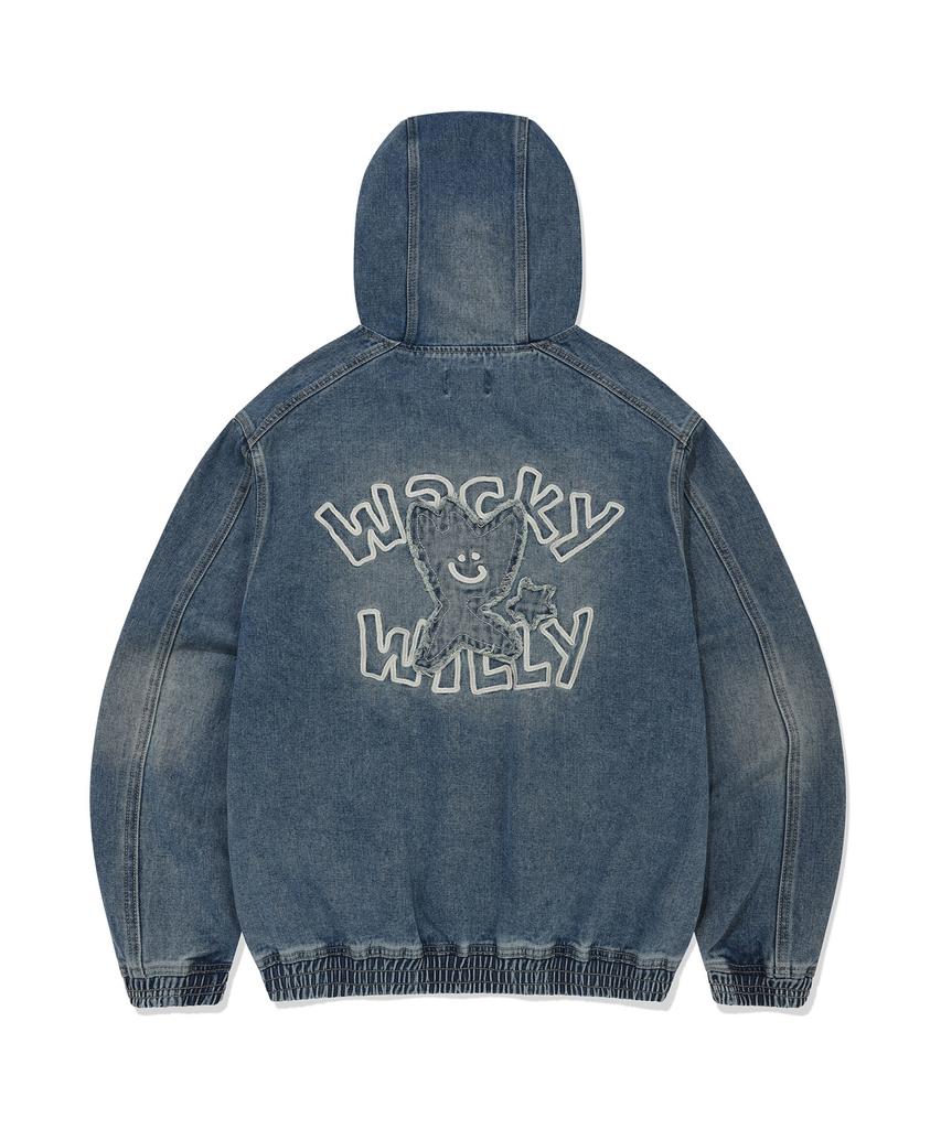 Wacky Willy Graphic Denim Hooded Jumper Blue