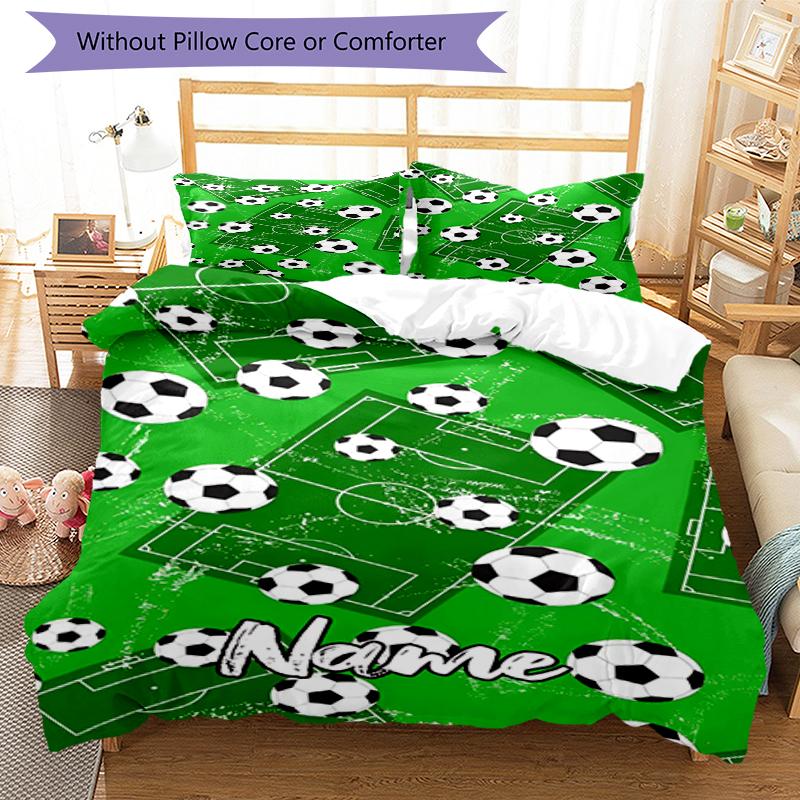 3pcs Custom Name Soccer Bedding Set Duvet Cover Closure Includes 1 Duvet Cover & 2 Pillowcases, Soft and Comfortable for All Seasons.
