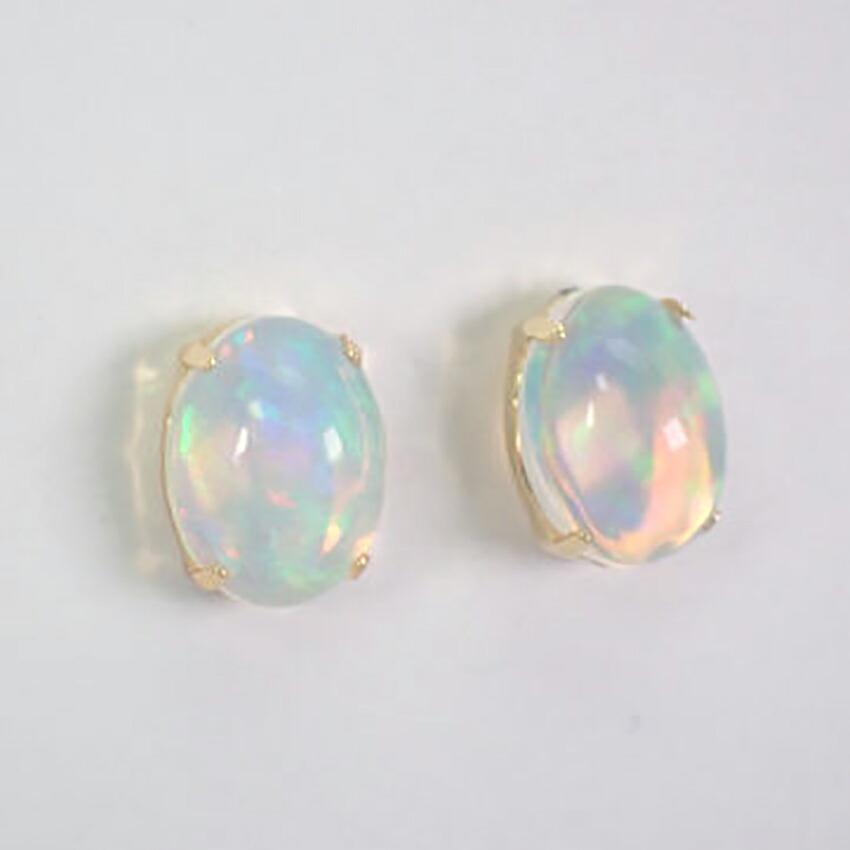 [Neu] K18 ovale Opalohrringe [i11-1]