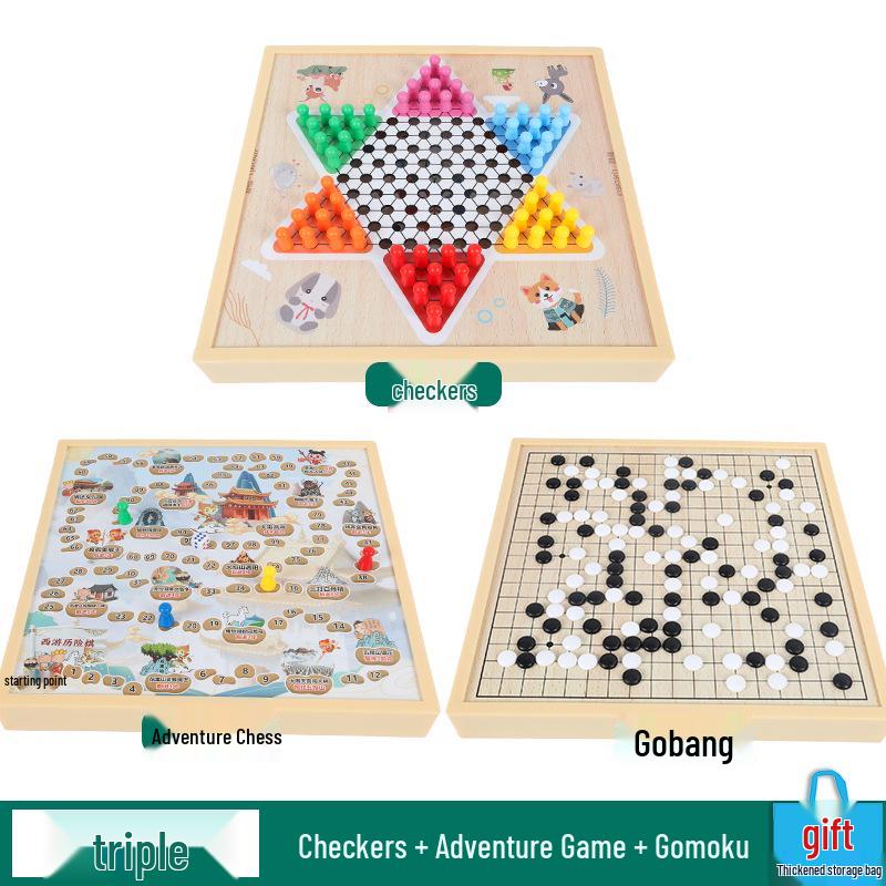 Magnetic 5-in-1 Game Board: Go, Five-in-a-Row, Flying Chess, Checkers, Chinese Chess - Educational Fun for Kids