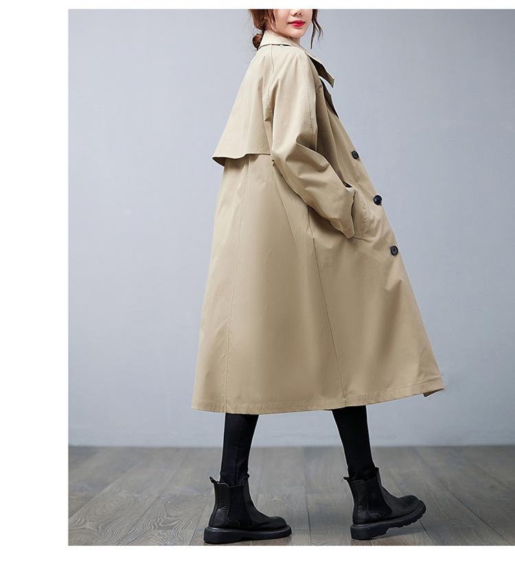 Plus Size Women Cargo Windbreaker Spring Autumn Mid Long Sleeve Trench Coat Female Oversized Loose Casual Overcoat