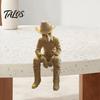 Window Edge Decoration 3D Printed Western Cowboy Skeleton Figurine, Sitting Statue Rustic Desk Decor Sitter, West Style Desktop Shelf for Home Office