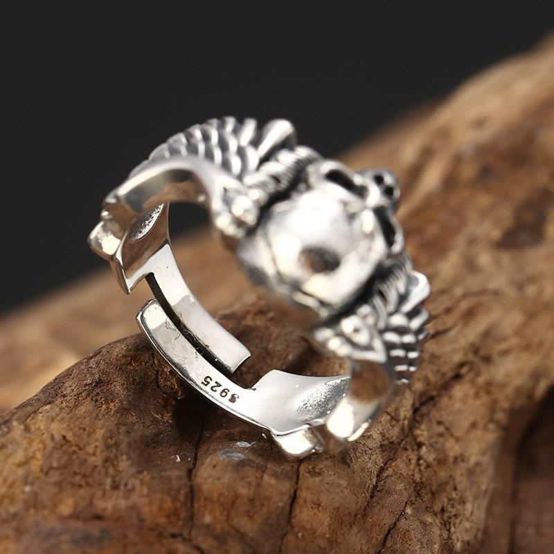 Adjustable Skull Ring Men Women Vintage Punk Rock Jewelry Geometric Gothic Accessory