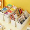Practical Storage Box with Wooden Handle Multi Compartment Table Storage Box for Sorting Stationery Notebooks Folders