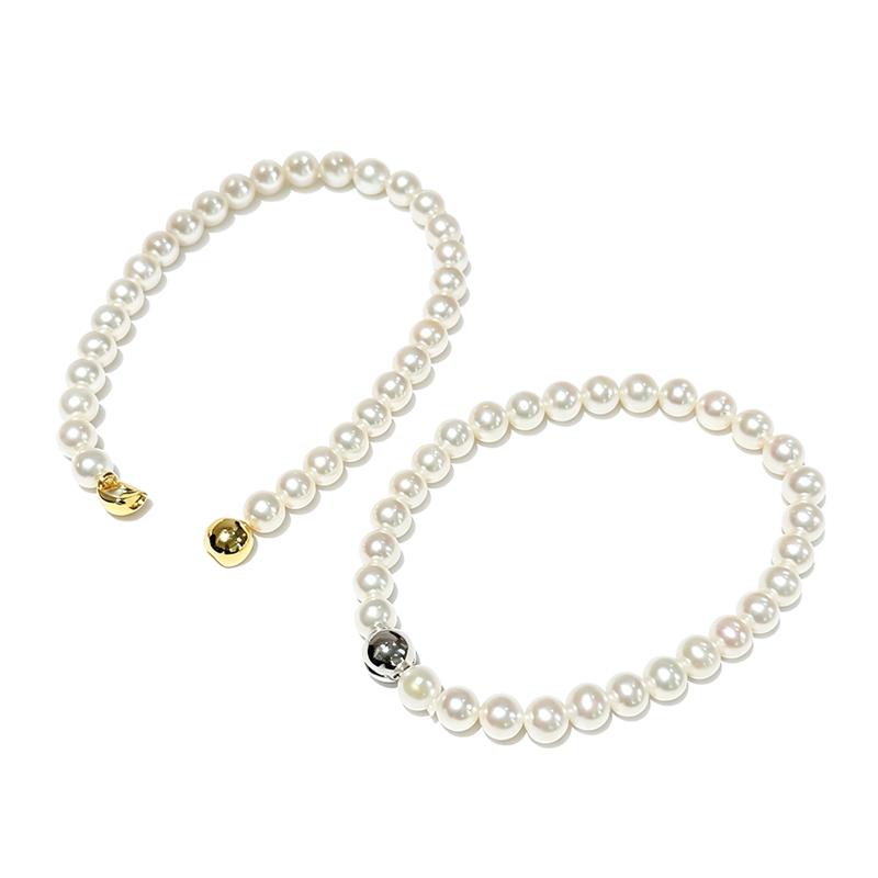 Magnetic Ball Clasp Pearl Bracelet 5-6mm Near Round High Quality Freshwater 14K Gold Filled Pearl Bracelet Pearl Jewelry 5-6mm белый