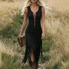 Indie Vintage Western Cowgirl Slim-Fit Tassel Sleeveless Dress