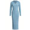 Spring and Autumn Women's Knitted Slimming Collar Fashionable Casual Elegant Pit Strip Solid Color Slimming Long Dress