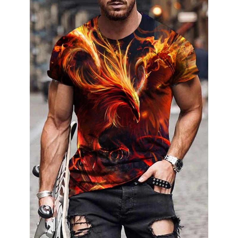 

3D Dragon Print Fashion Мужская футболка Повседневная мужская с коротким рукавом Летняя уличная мужская футболка для фитнеса и спорта S