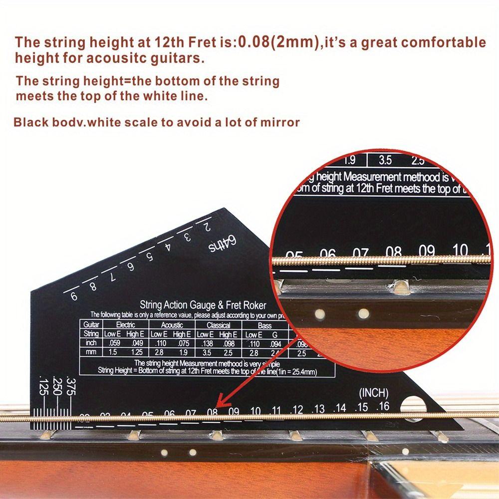 Aluminium Zinc Zinc Alloy Guitar String Height Ruler Guitar Leveling Buzzing Fret Catcher  Folk Guitar