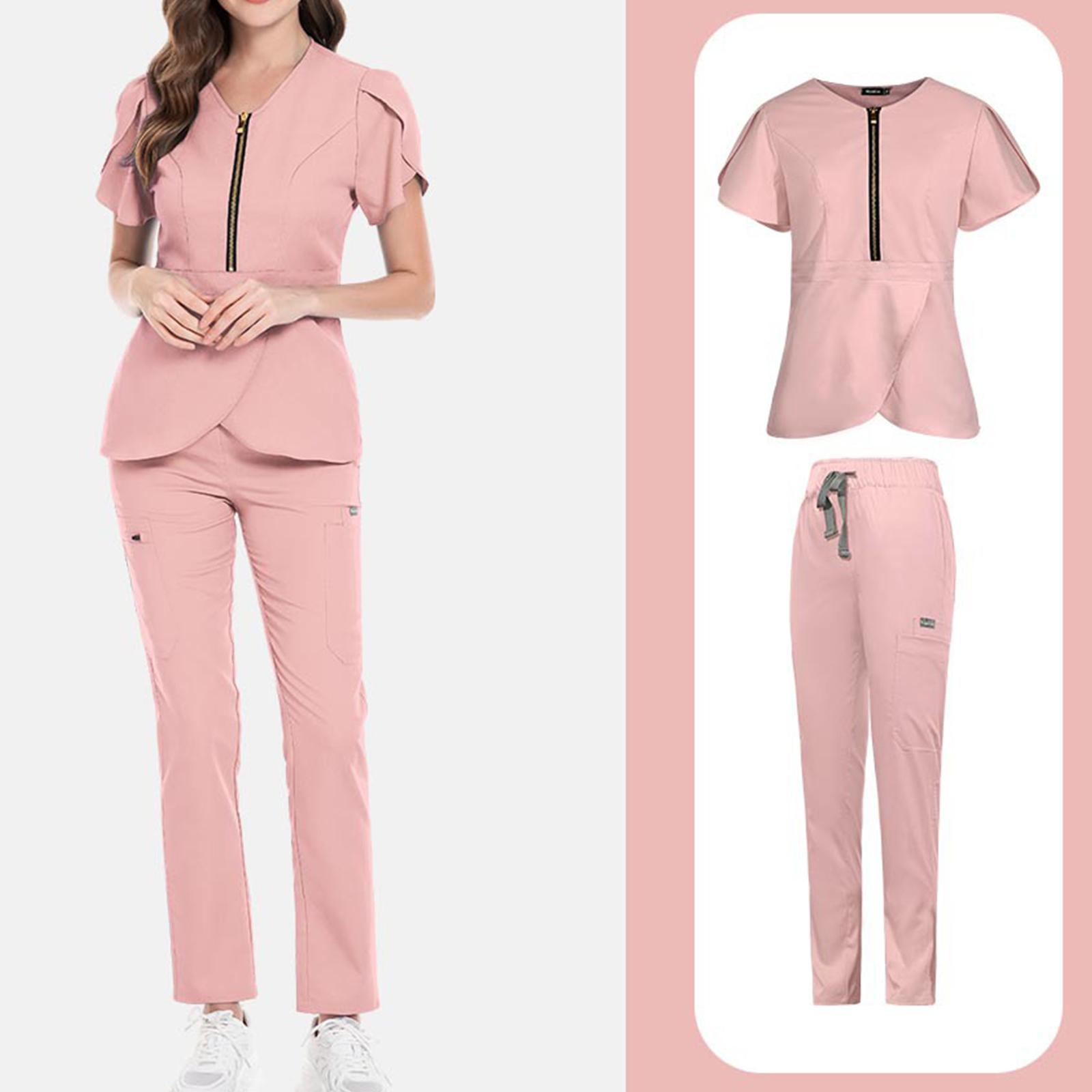 

Ladies Comfortable And Casual Solid Color Short Sleeved Pants Protective Suit Set XL