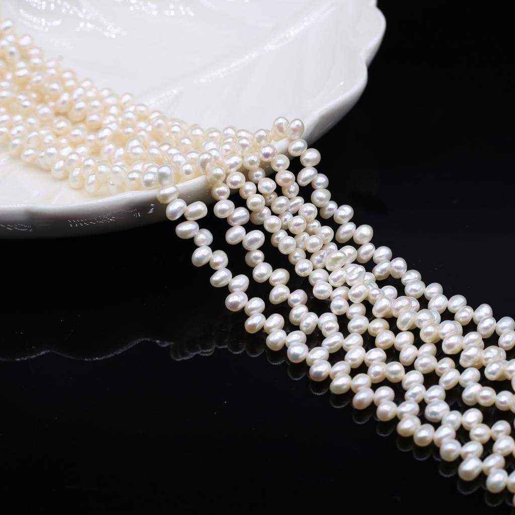 1String, Natural Freshwater Pearls, Top Sided Drilled Hole Pearl Beads for Jewelry Making DIY Necklaces, Bracelets Crafts (Beads 4×5mm, Length 36cm)