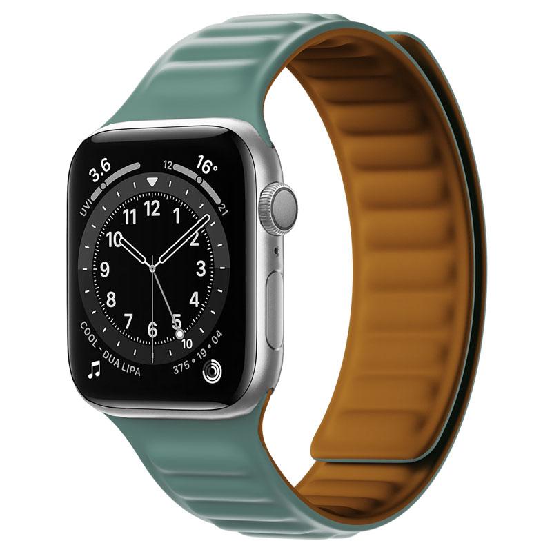 Silicone Link strap for Apple watch band 44mm 40mm 45mm 41mm 46mm 49mm Magnetic Loop bracelet iwatch series SE 7 8 9 ultra 2 10