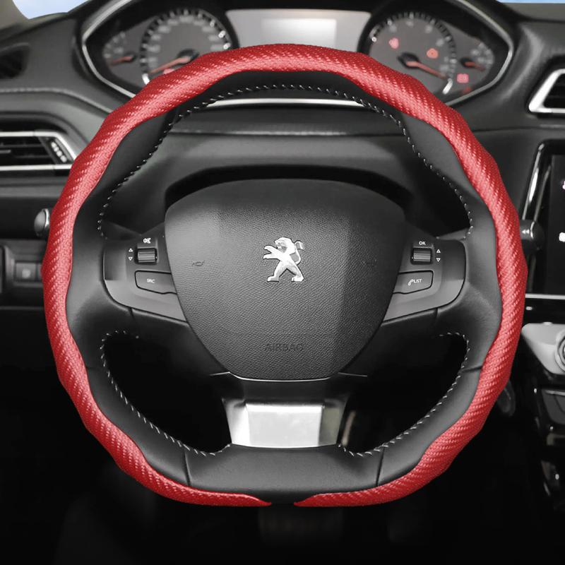 Vcxja9 Adatto per Peugeot Coprivolante in Fibra di Carbonio Texture A Scatto Design Sportivo Ondulato Guscio Protettivo 208 308 3008 Partner Exper