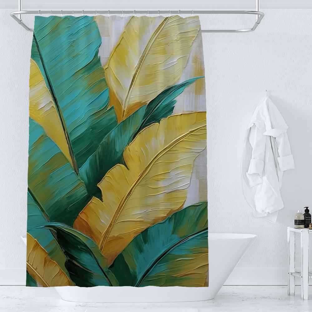 Watercolour Plant Palm Leaf Shower Curtain Print Nordic Minimalist Polyster Bathroom Curtains Home Decor Curtain With Hooks