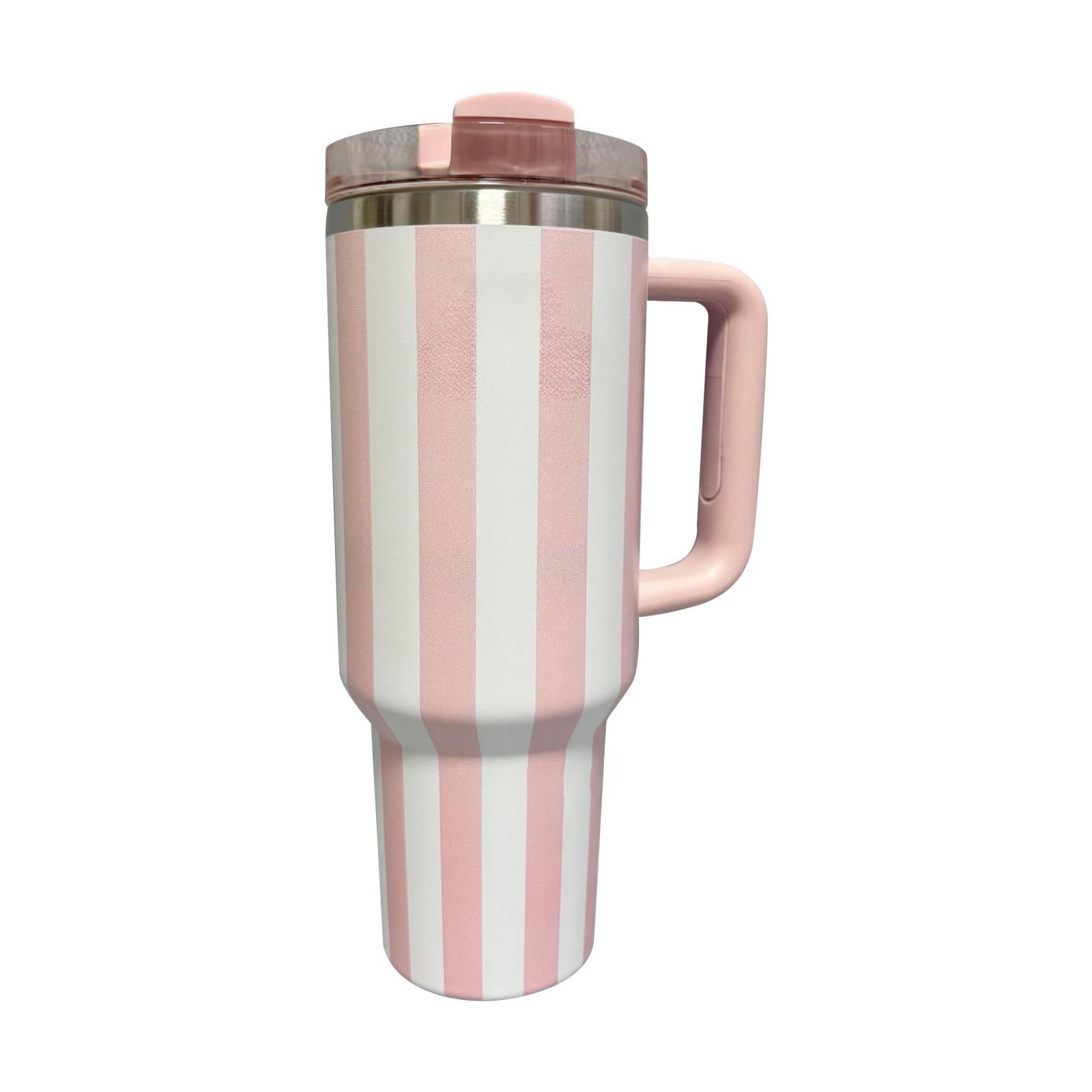 

Кружка для автомобиля с ручкой 40 унций, кружка с соломенной машинкой, холодная изоляция, мультяшный стаканчик для воды Kulo One Size розовый