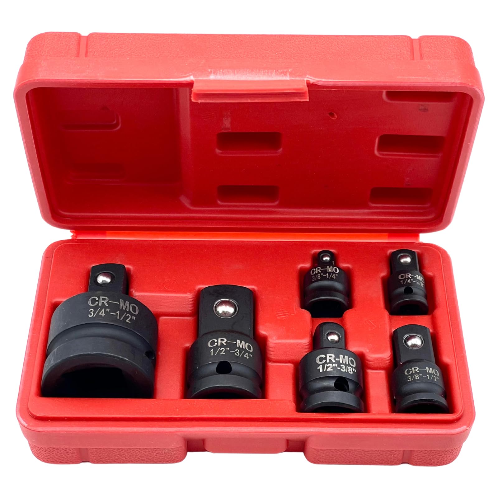 

TIGRE BLANC Переходник для торцевых головок, совместимый с ударным хромово-черным адаптером, гаечные ключи, молибден, 1/4, 3/8, 1/2, 3/4 дюйма, набор из 6 штук, чёрный