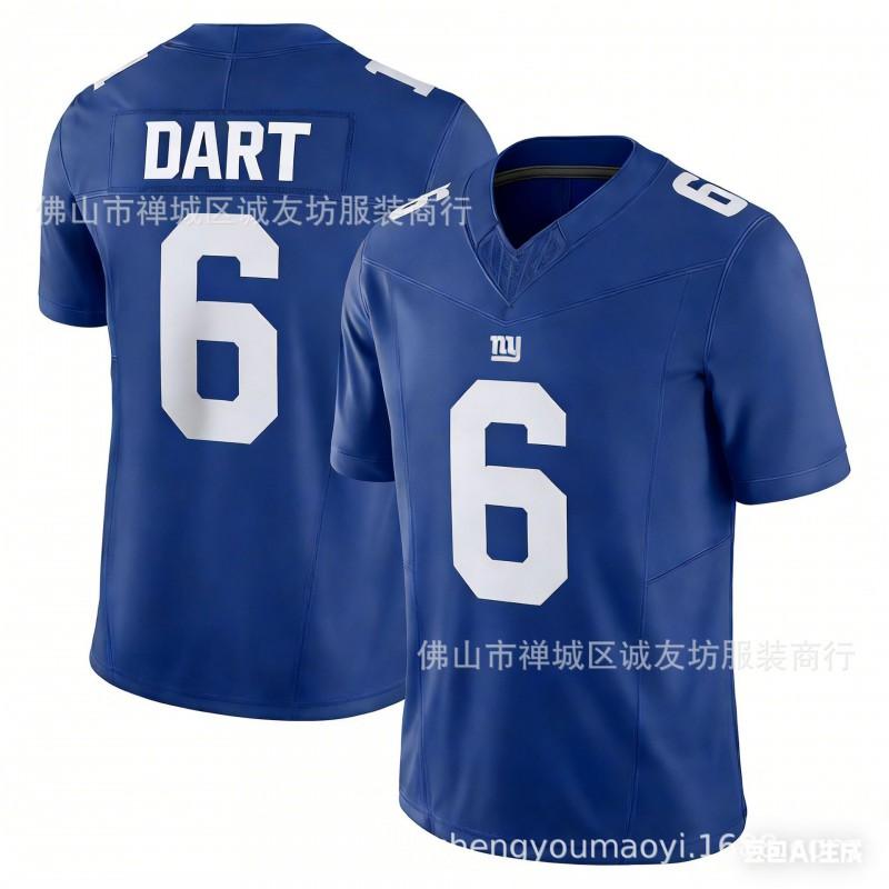 3rd Gen Embroidered Football Jersey Mens Giants 6 White DART Sports Shirt
