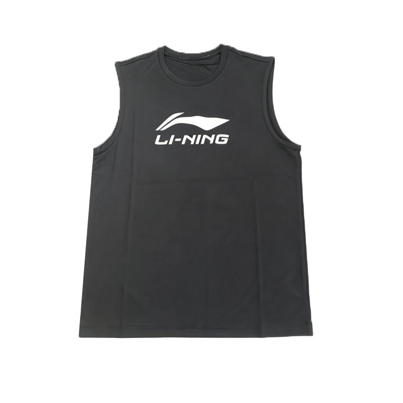 Li-Ning Solid Color Logo Trendy Versatile Comfortable Breathable Mens Tank Top Men tops Black YVSW037-2 S