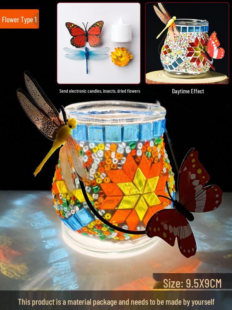 Handmade DIY Mosaic Lantern Kit: Early Education, Parent-Child Activity, Creative Team Building, Gift Toy, Flower Lantern Craft