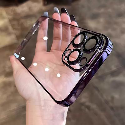 Luxury Plating Clear Cases For iPhone 15 14 13 12 11 Pro Max 15 Plus Lens Shockproof Case Bumper Soft Cover Phone Accessories