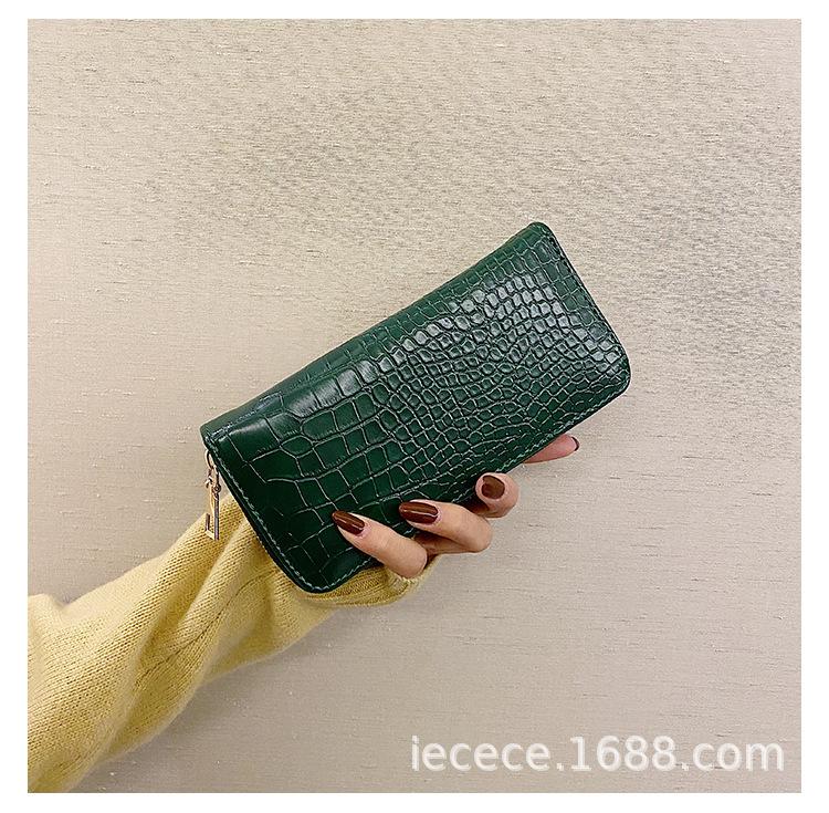 

Клатч жіночий з візерунком крокодил довга сумка на блискавці французький візерунок жіночий гаманець гаманець жіноча сумка темно-зелений колір