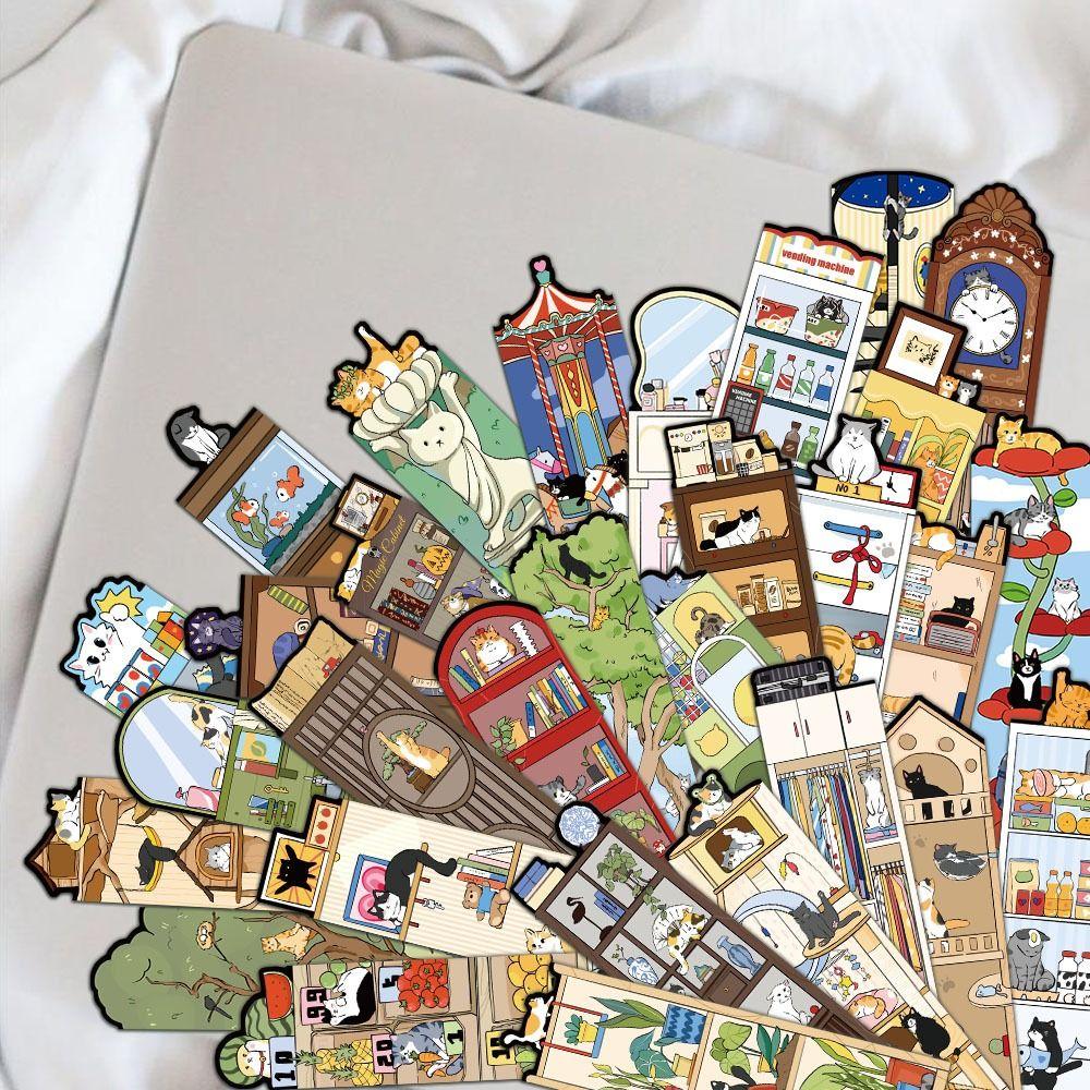 30Pcs Cat World Bookmark Graffiti Page Marking Cards Creative Reading Page Book Marking  Gifts