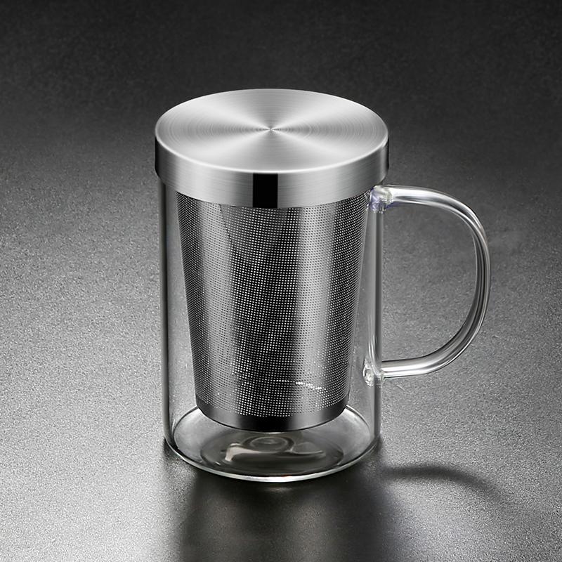 500ml Borosilicate Glass Tea Mug Glass Cup with Stainless Steel Infuser Loose Leaf Tea Cup Home Office Teacup Mug Gift Drinkware