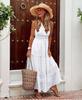 Vestido Sexy de Verão Feminino 2022 Decote V Profundo Sem Mangas Chiffon Comprimento Médio