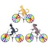 Animal Riding Bike Windmill Innovative Cartoon Cat Dog Wind Spinner Yard Art Decoration Garden Ornament for Yard  Lawn