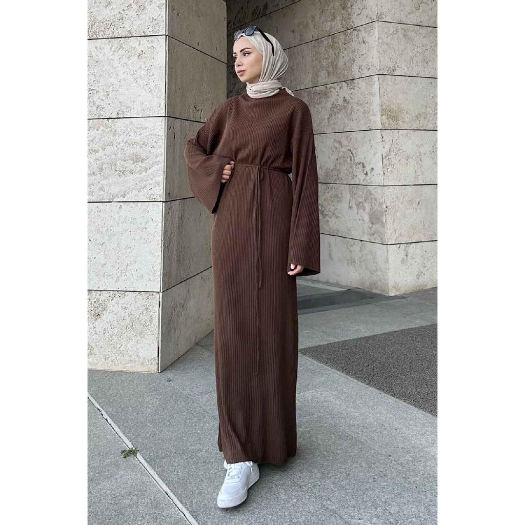 10numberamoda Women's Bat Sleeve Long Knit Dress Claret Red