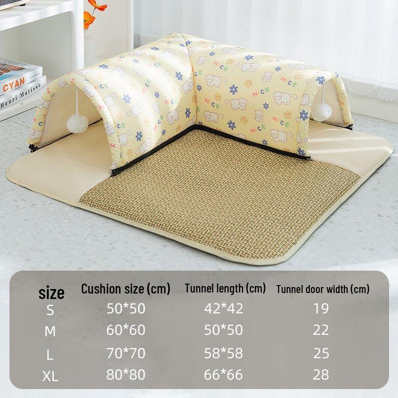 2025 Luxus All-in-One Katzenbett & Tunnel: Warmes, halboffenes Nest zum Spielen und Schlafen