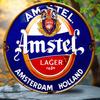 Vintage Amsterdam Holland Amstel Lager Beer Metal Wall Art Classic Beer Brand Emblem for Bars for Man CavesDurable Aluminum