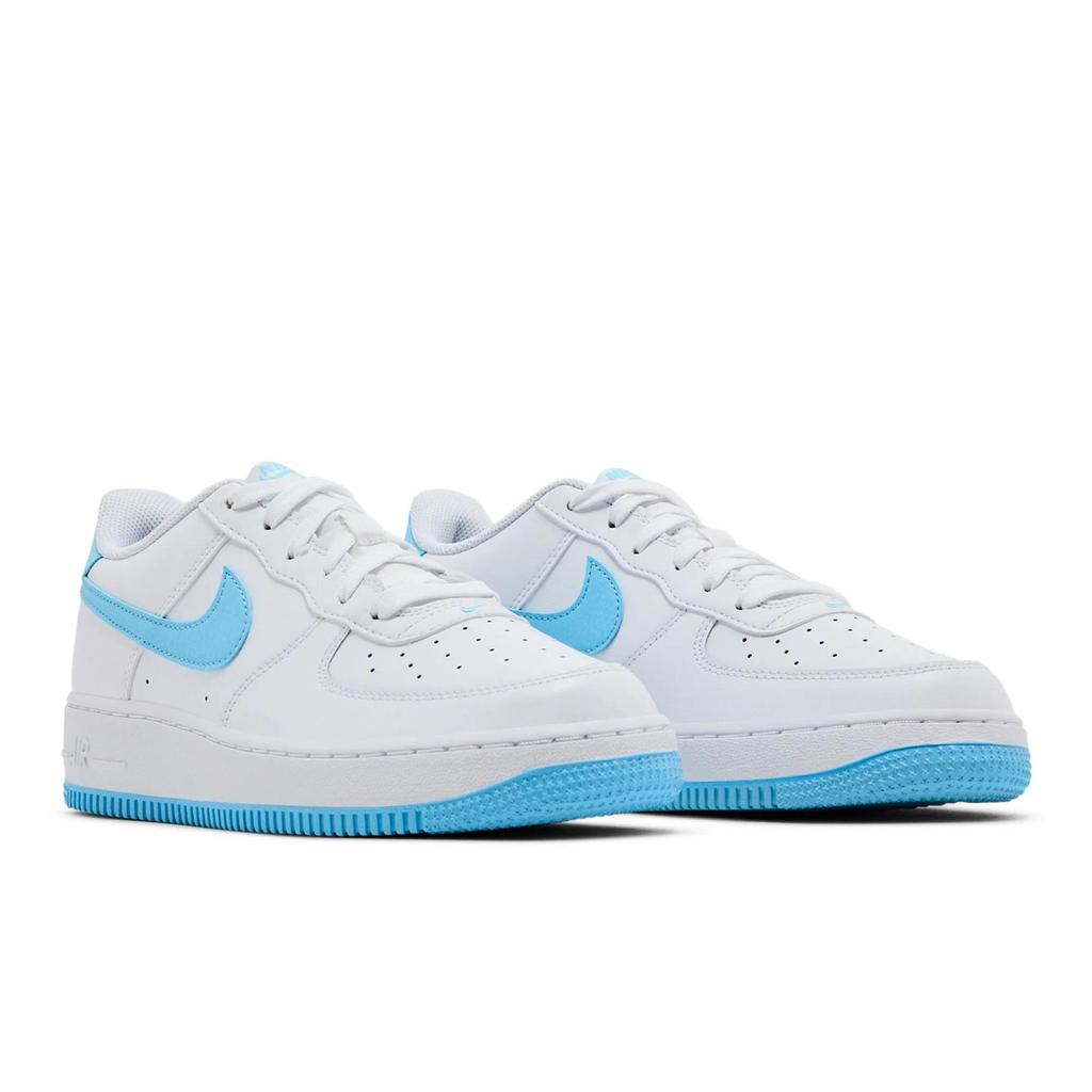 Nike Air Force 1 Grade School 'White Aquarius Blue' (Unisex) White / White / Aquarius Blue Kids' Skateboarding Shoes FV5948 107