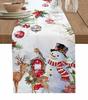 Natale Abete Argentato Foglie Fiocchi di Neve Grana Legno Lino Runner da Tavola Decorazione Cucina Runner da Tavola Forniture per Feste