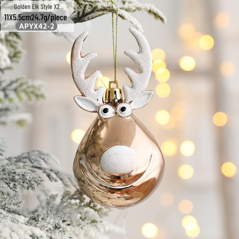 Gangheng Christmas Reindeer and Tree Ornaments - Plastic Hanging Decorations and Balls