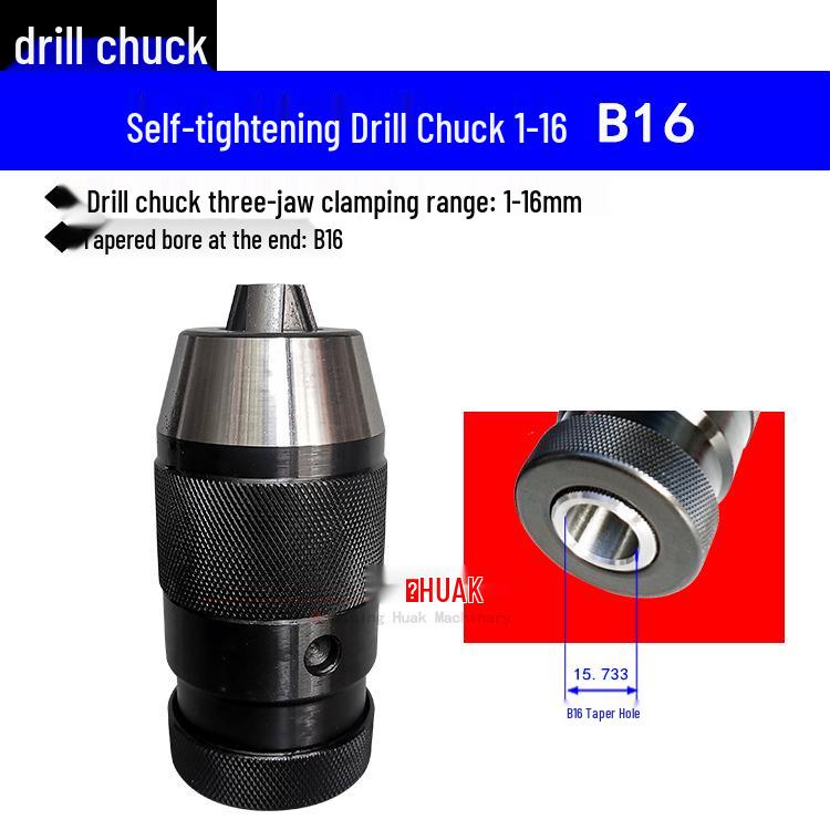 Self-Tightening Self-Locking Drill Chuck 1-13mm/1-16mm with Morse Taper Hole for Drill/Mill Machines
