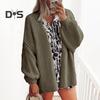 Women Cardigan Sweater Lantern Long Sleeve Solid Color Oversized Knitted Cardigan Open Front Lightweight Sweater Outwear
